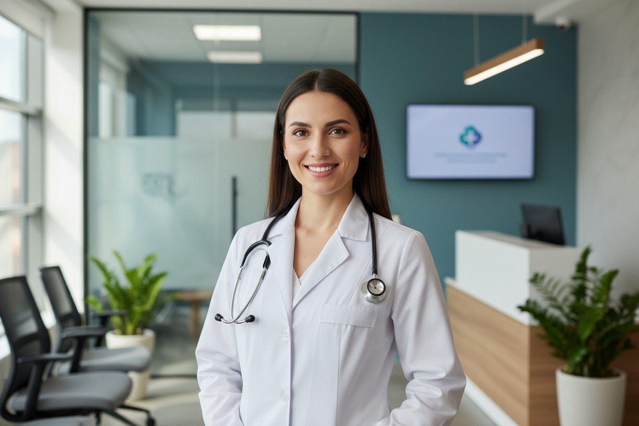 generame una imagen de una doctora